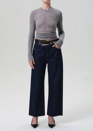 Casual lifestyle image featuring the Alessia Crewneck in Dark Heather Grey, perfect for everyday wear.