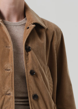Back view of the Lola Eve Bomber in Amber, showing its clean lines and contemporary cut.