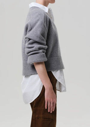 Gazette Puzzle V Neck in Heather Grey by Citizens of Humanity - Back view featuring the seamless design and comfortable style.