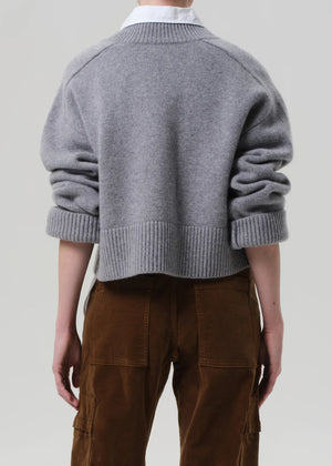 Gazette Puzzle V Neck in Heather Grey by Citizens of Humanity - Styled with tailored trousers for a chic, refined look.