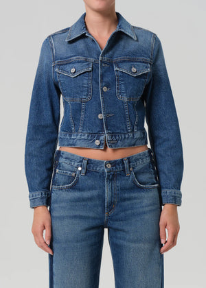 Back view of the Charisse Shrunken Jacket in Briar, emphasizing the stylish shrunken silhouette.