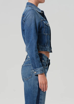 Charisse Shrunken Jacket in Briar styled with a casual outfit, perfect for layering over tees or lightweight knits.