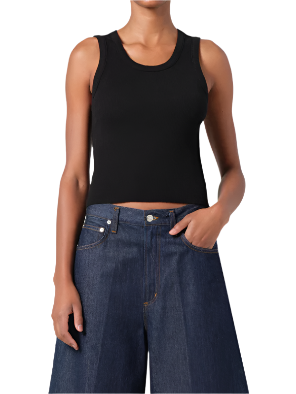 Shrunken Poppy Tank in Black