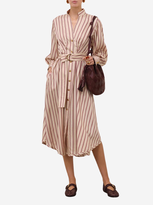 zimmermann shirt dress Valiant Tuck | Cream Rose Stripe MD 2026-08-20 Adrianna Papell Platinum 31228 The Luna Retro Midi Color:Black Mud 99