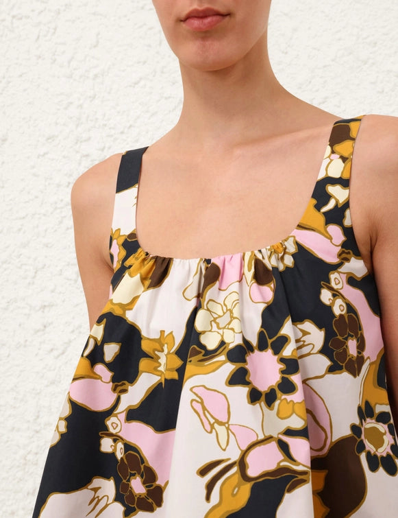 Maxine Cropped Cami in Yellow Kaleidoscope Floral