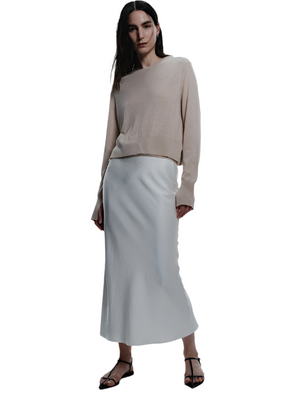 Talia Charmeuse Maxi Skirt in Ivory