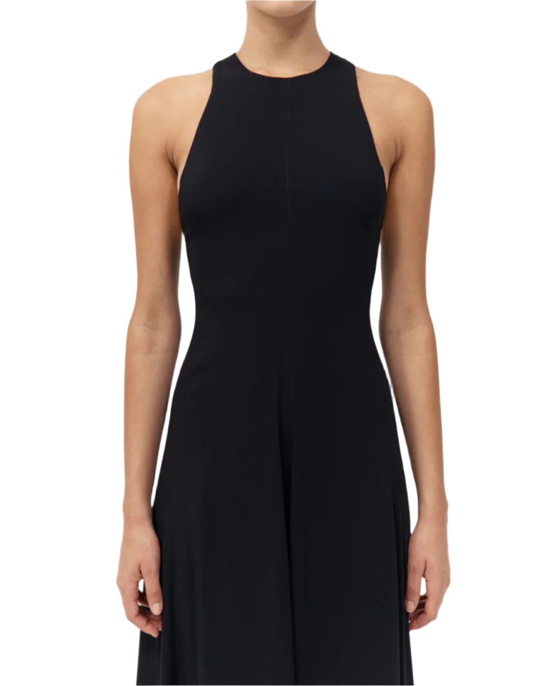 Model wearing the Cut Away Maxi Dress in Black, perfect for any occasion with its contemporary design and comfortable fit.