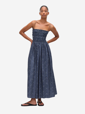 Matteau Shirred Bodice Dress in Blue