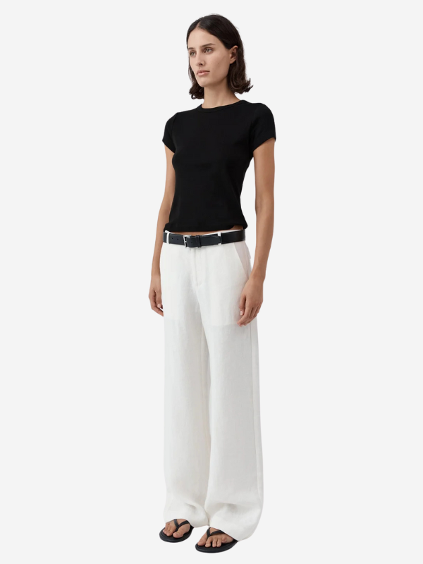 Fine Band Carter Trouser in Off White
