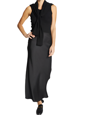 Talia Charmeuse Maxi Skirt in Black