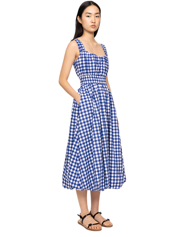 Neci Gingham Tank Dress in Navy