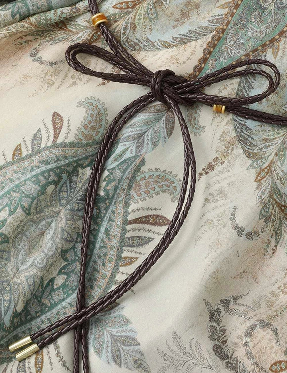 Wanderlust Billow Dress in Tapestry Teal Multi styled with accessories for a complete look.