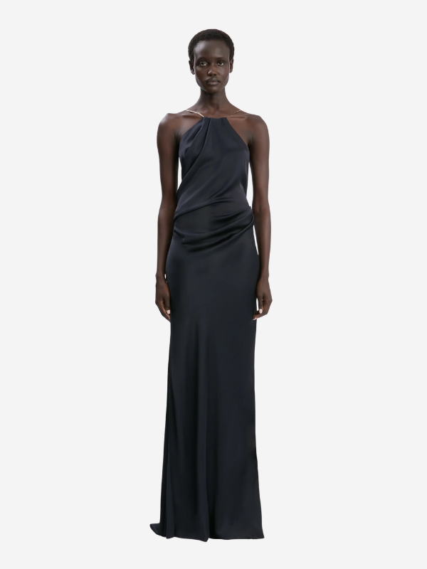 Navy Chain Halter Gown  ZO
