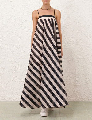 Maxine Stripe Maxi Dress in Black/Cream Stripe