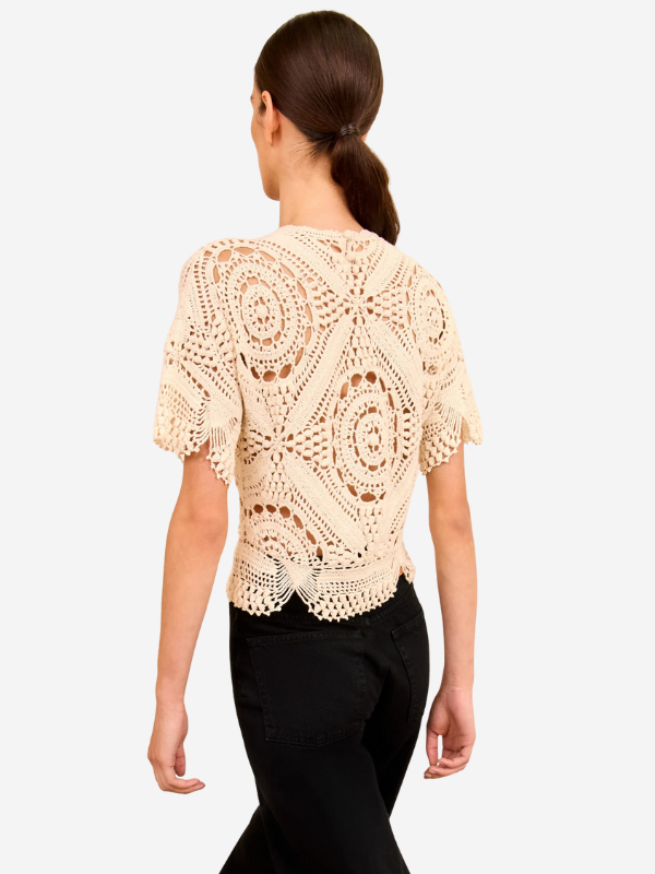 Side view of the Maddalena Top in Cowrie by Ulla Johnson, emphasizing the lightweight, breathable cotton material.