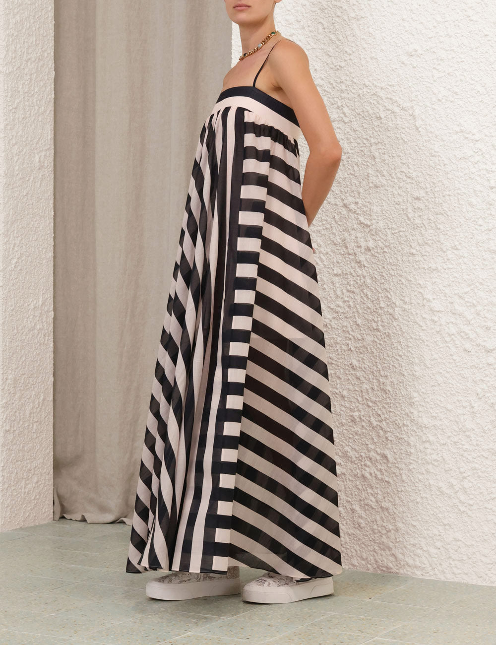 Maxine Stripe Maxi Dress in Black/Cream Stripe