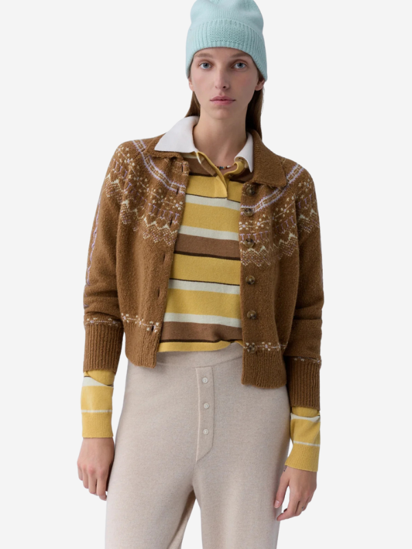 Back view of the Cloud Chalet Cardigan in Almco, emphasizing its relaxed fit and comfy design.