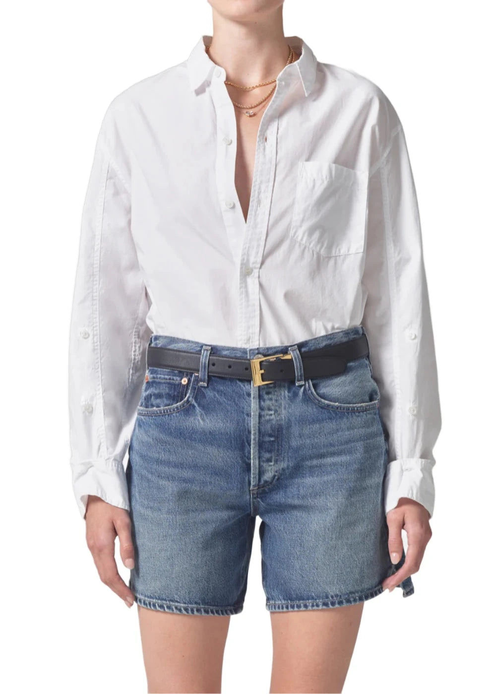 Kayla Shrunken Shirt in Optic White