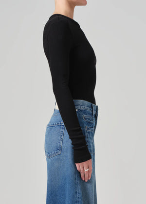 Cropped Faena Crewneck in Black