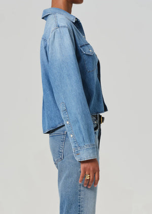 Baby Shay Cropped Shirt in Carolina Blue