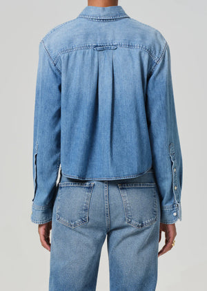 Baby Shay Cropped Shirt in Carolina Blue