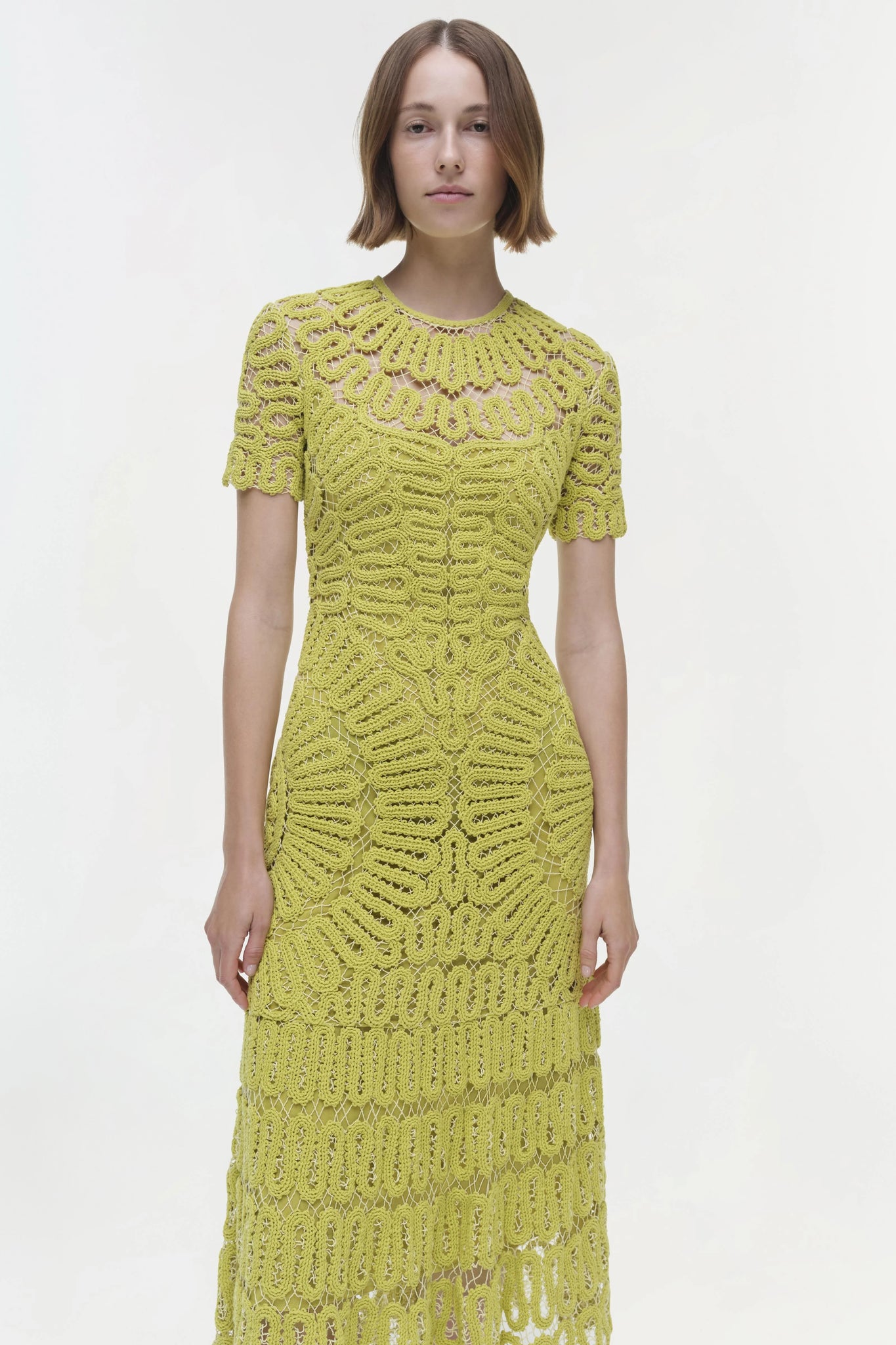 Lorelai Embroidered Midi Dress in Yellow Plum Multi