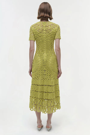 Lorelai Embroidered Midi Dress in Yellow Plum Multi