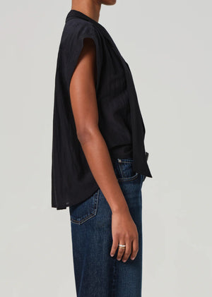 Penny Blouse with Tie Neck in Black
