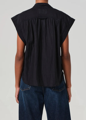 Penny Blouse with Tie Neck in Black