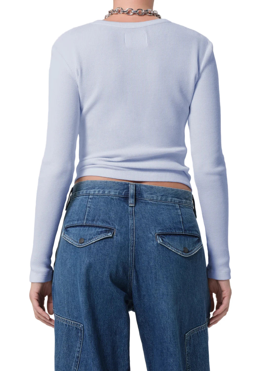 Pilar Waffle Crewneck in Periwinkle