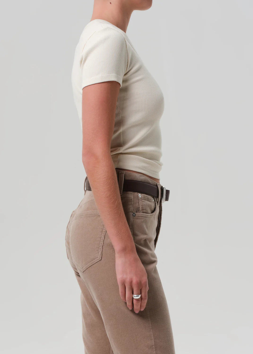 Citizens of Humanity Maude Tee in Pashmina, detailed view of the neckline and fit.