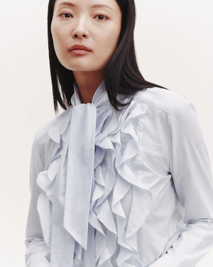 Patti Top with Tie in White/Indigo