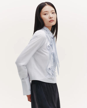 Patti Top with Tie in White/Indigo