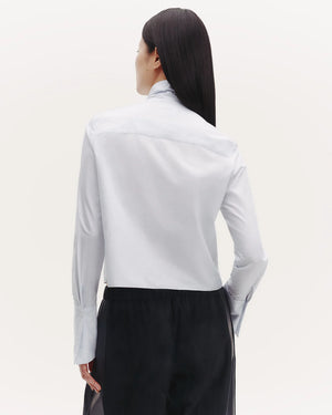 Patti Top with Tie in White/Indigo