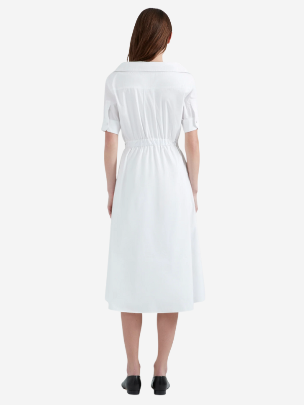 Back view of Lydia Dress in Optic White by Altuzarra, displaying the minimalist design and comfortable fit.
