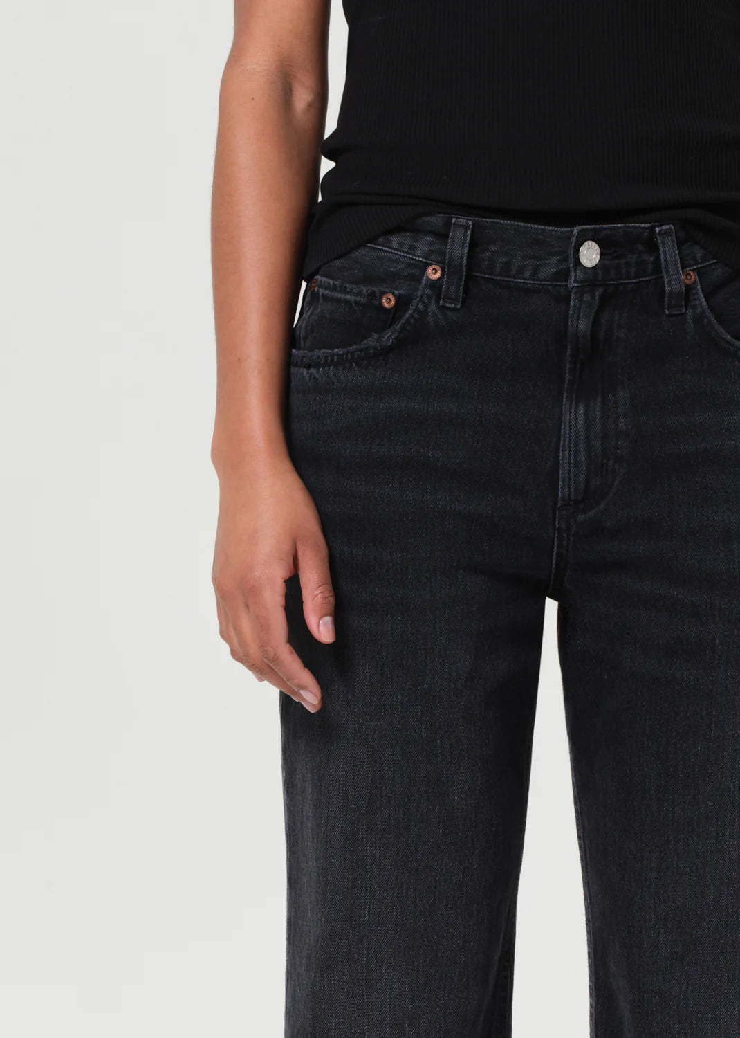 Flat lay of Valen Jean in Hitch, emphasizing its vintage straight fit and stylish versatility.