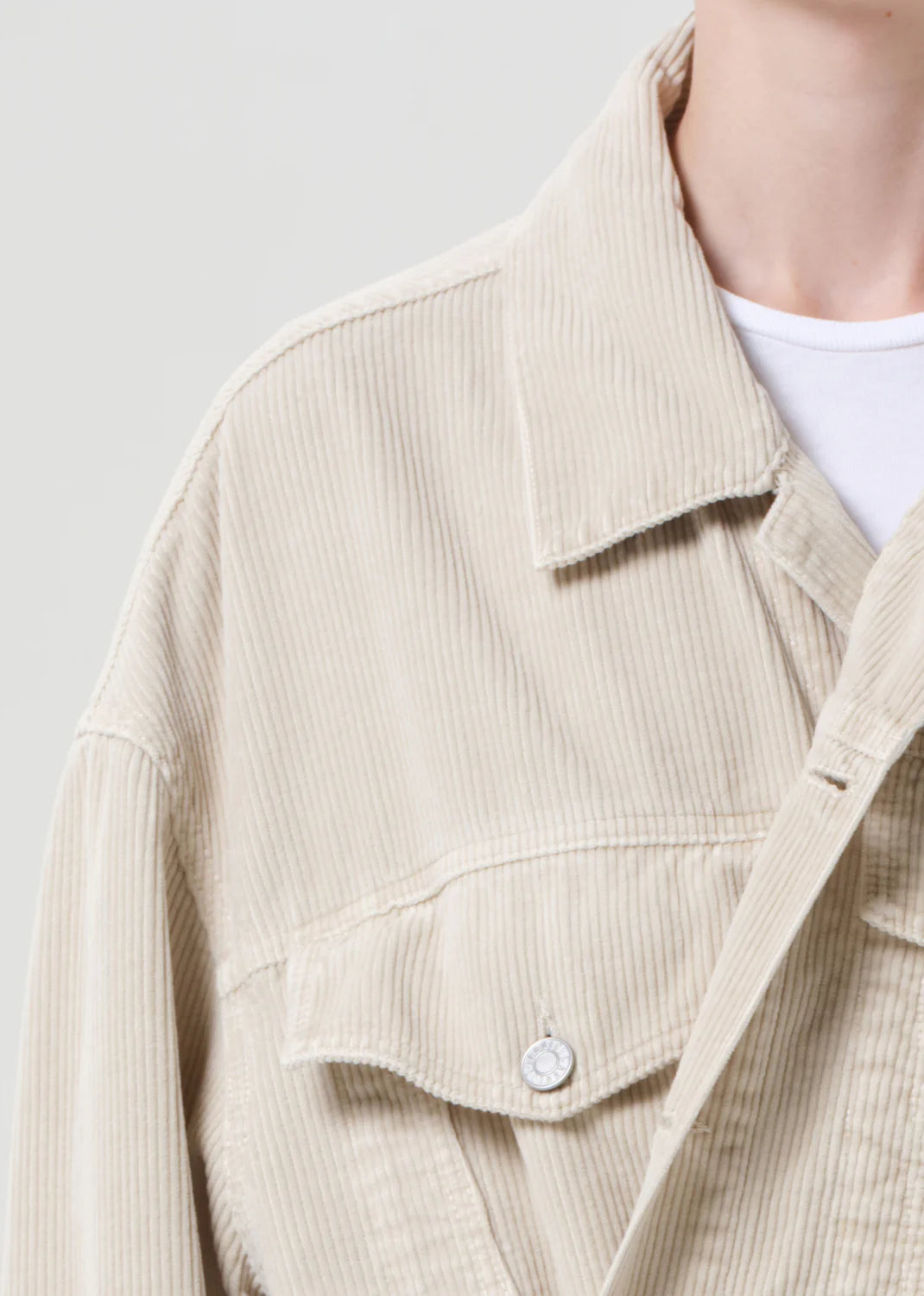 The versatile Reworked Wayne Jacket in Rice Grass by Agolde, made in the USA, perfect for pairing with various outfits.