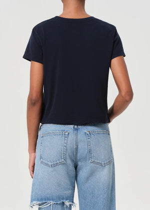 Back view of Adine Tee in Storm by Agolde, featuring organic cotton composition.