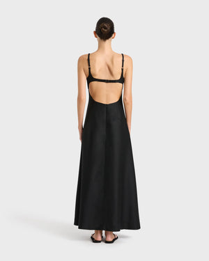 Bormio Open Back Maxi Dress in Black