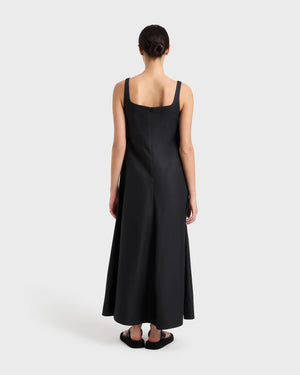 Delphi Flared Maxi Dress in Black