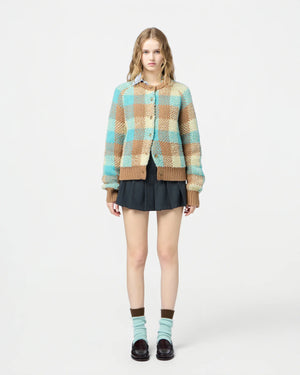Buffalo Plaid Cardigan in Glacier - Stylish raglan sleeves and versatile design ideal for everyday wear.