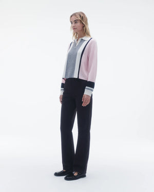Cropped Stripe Rugby in Powder Pink Combo