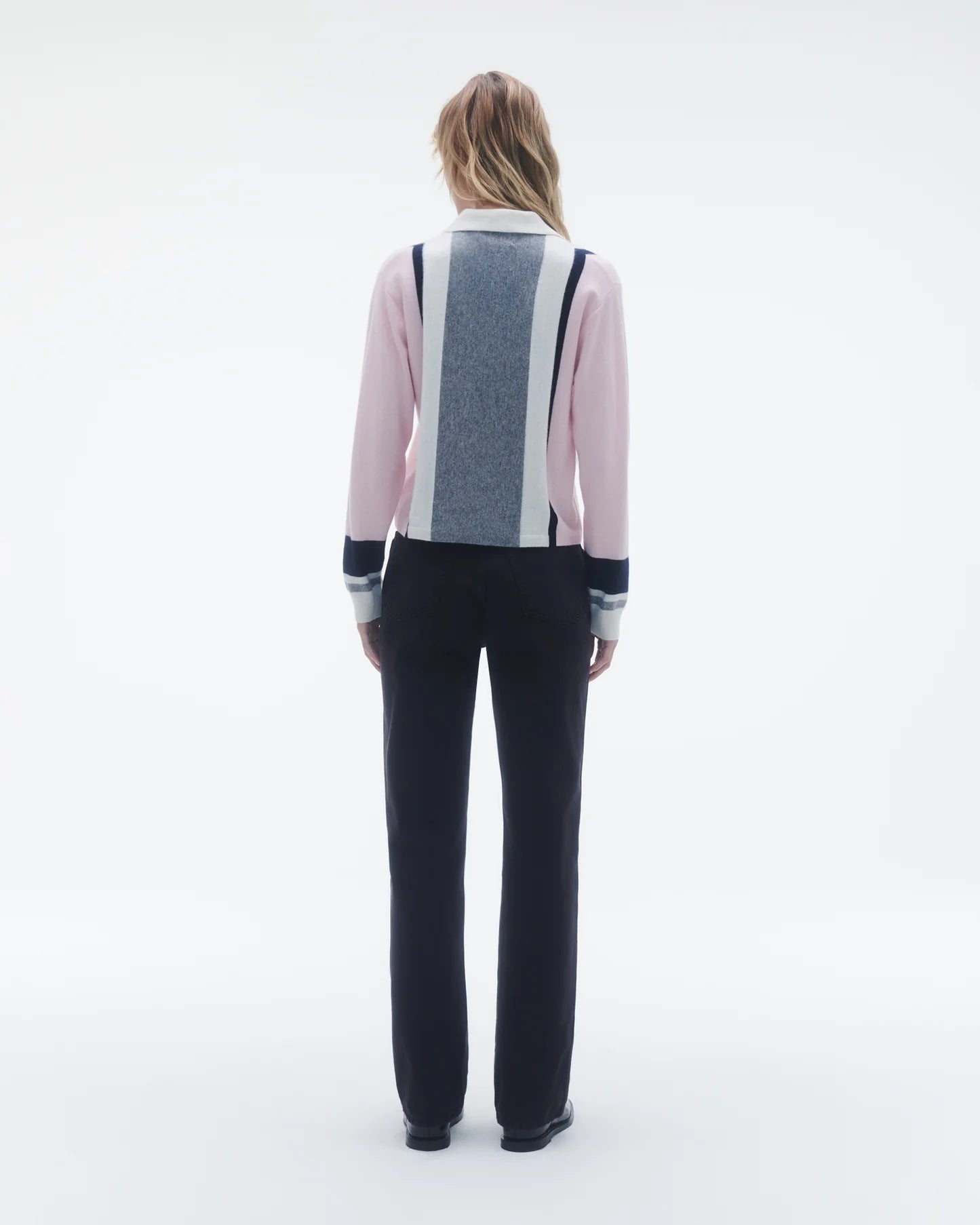 Cropped Stripe Rugby in Powder Pink Combo