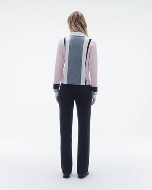 Cropped Stripe Rugby in Powder Pink Combo