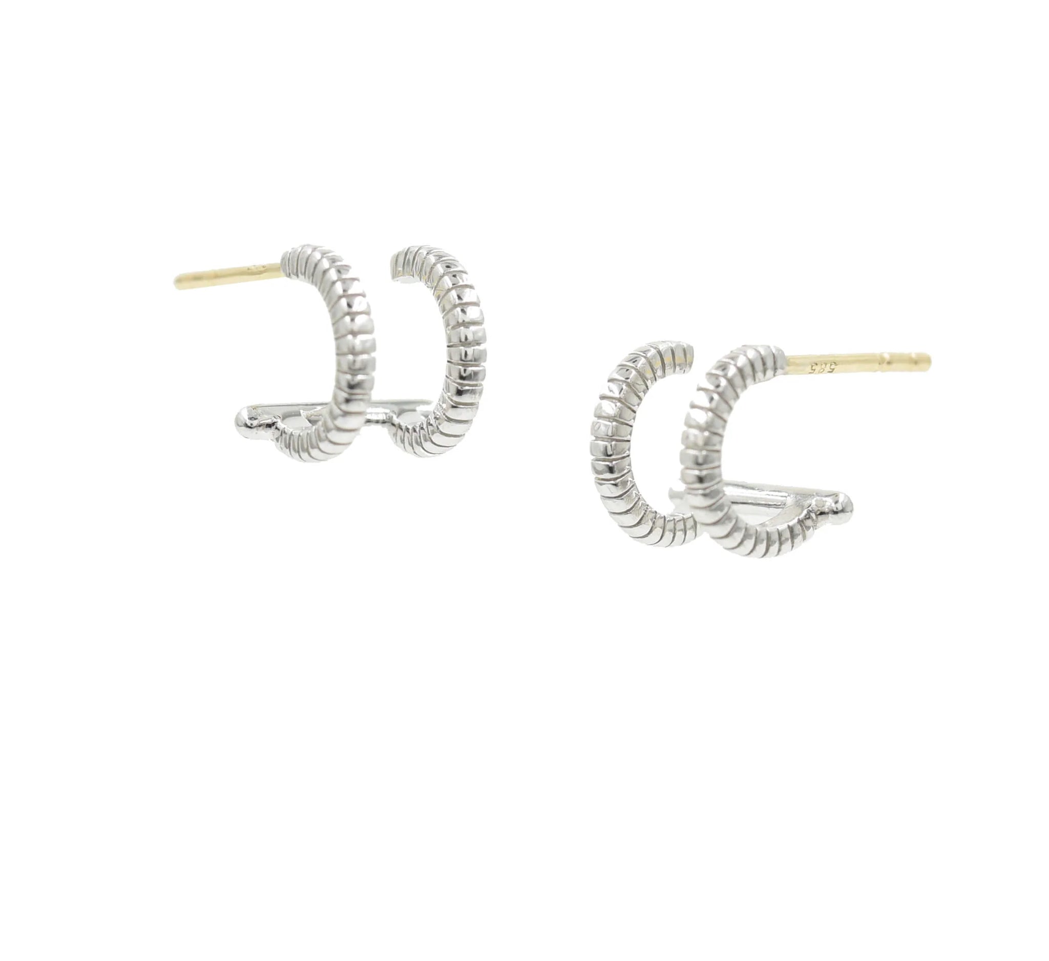 Textured Double Hoops in Silver