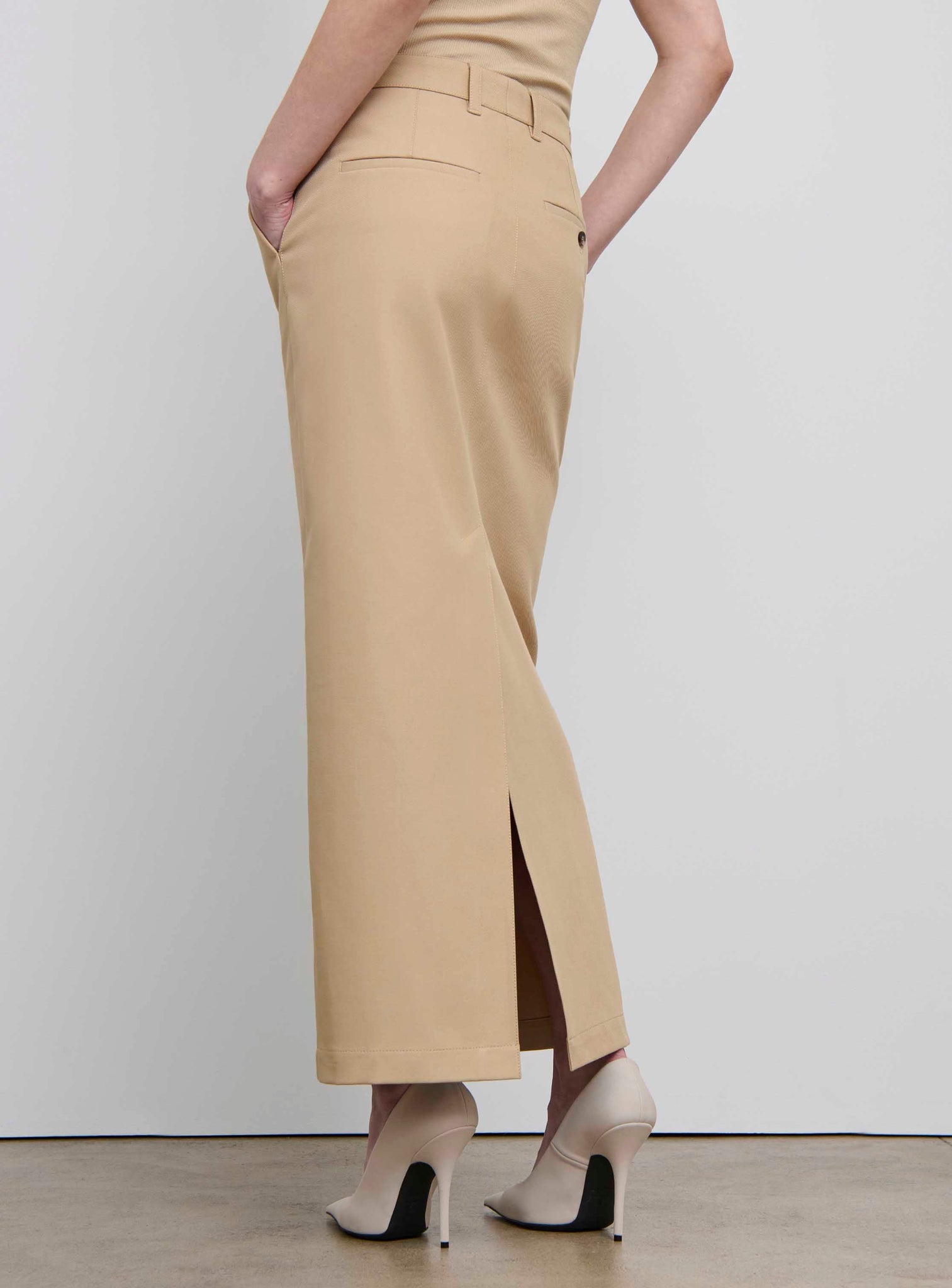 Drill Column Skirt in Khaki