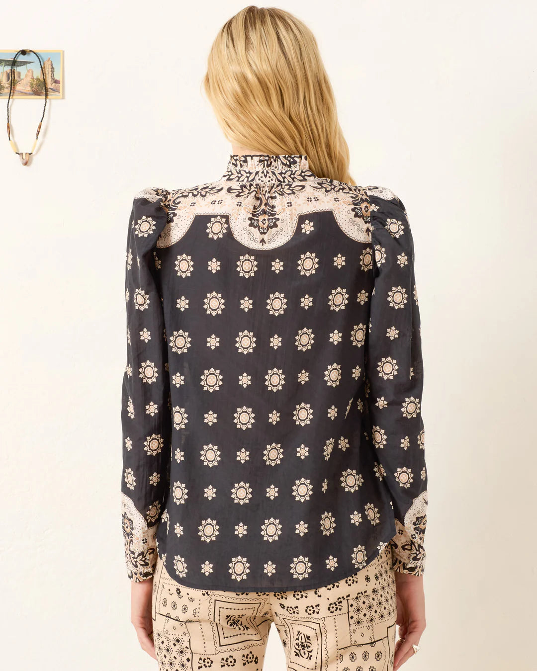 Back view of the Artemis Bronco Bandana Shirt with detailed fabric texture.