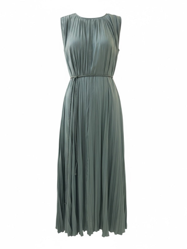 Fianna Dress in Sea Glass by Ulla Johnson featuring elegant pleats and a flattering A-line silhouette.