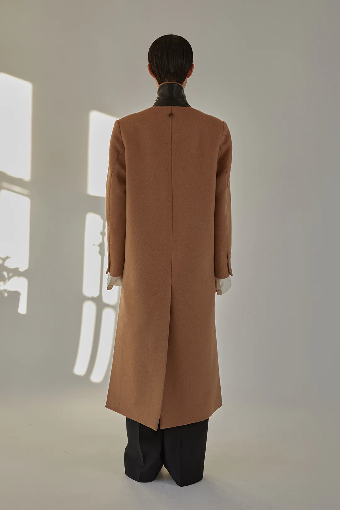 The Lilli Coat in Camel with the matching Danica Shawl attached at the back neck.
