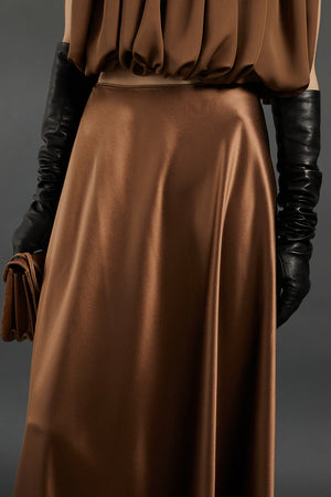 Casual outfit idea featuring Antonia Skirt in Sepia with stylish accessories.